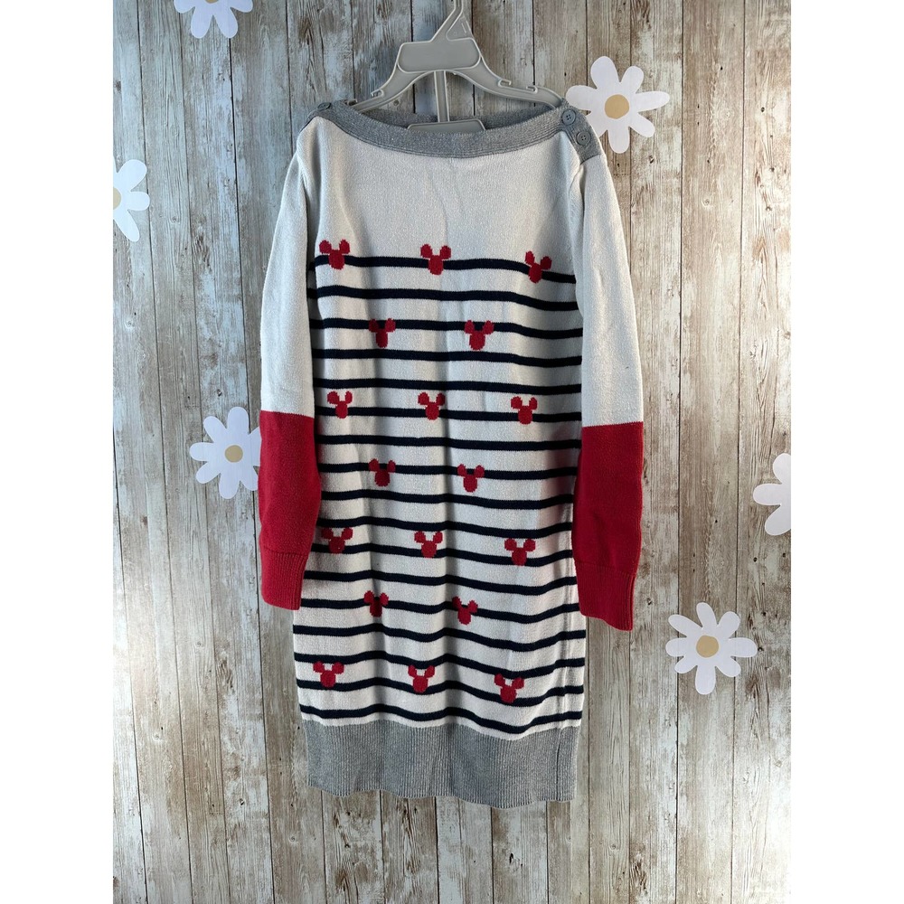 Gap Disney Kids Girls Sweater Dress M White Red Stripe Mickey Mouse Face‎ Knit